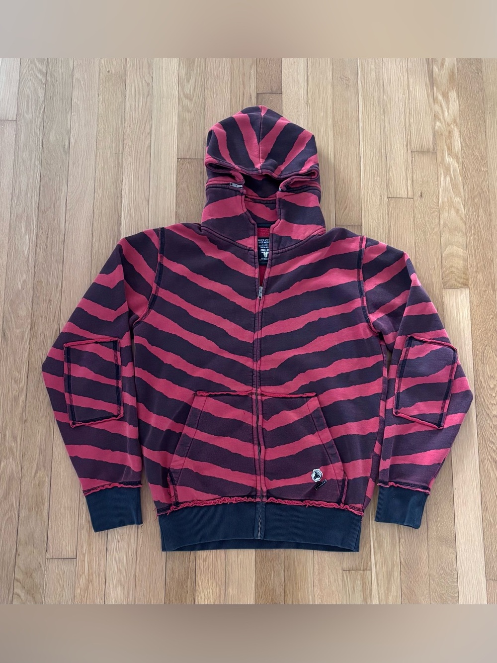 Vintage Fallen Jamie Thomas Hoodie M Detachable Hood Skate Jacket Y2K Stripes